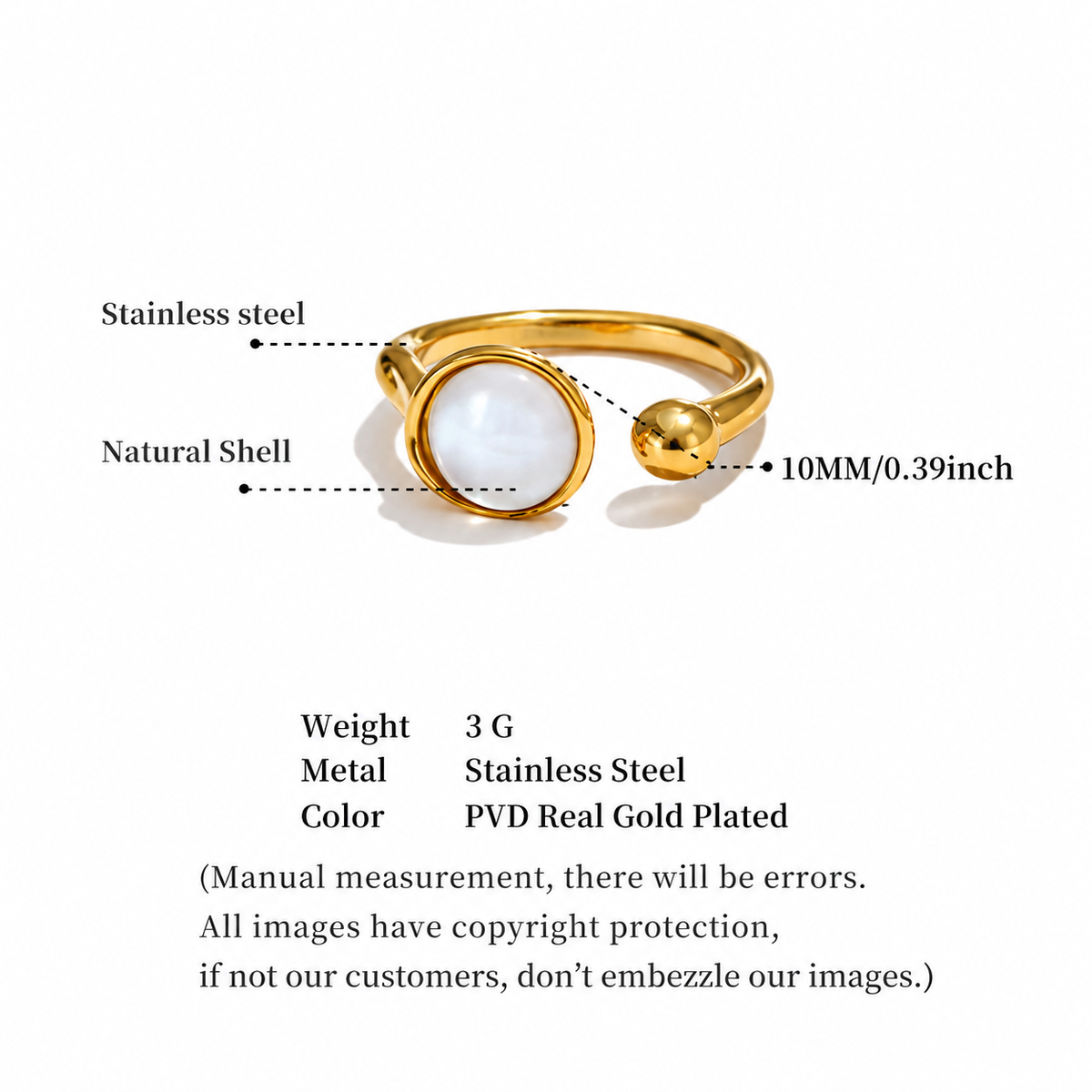 Kinsley - Pearls Shell Ring