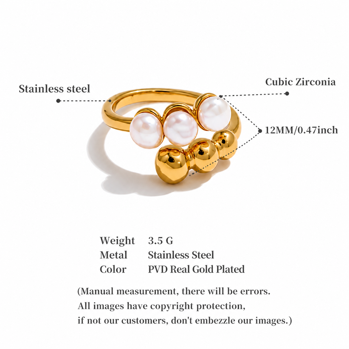 Jana - Pearls Shell Ring
