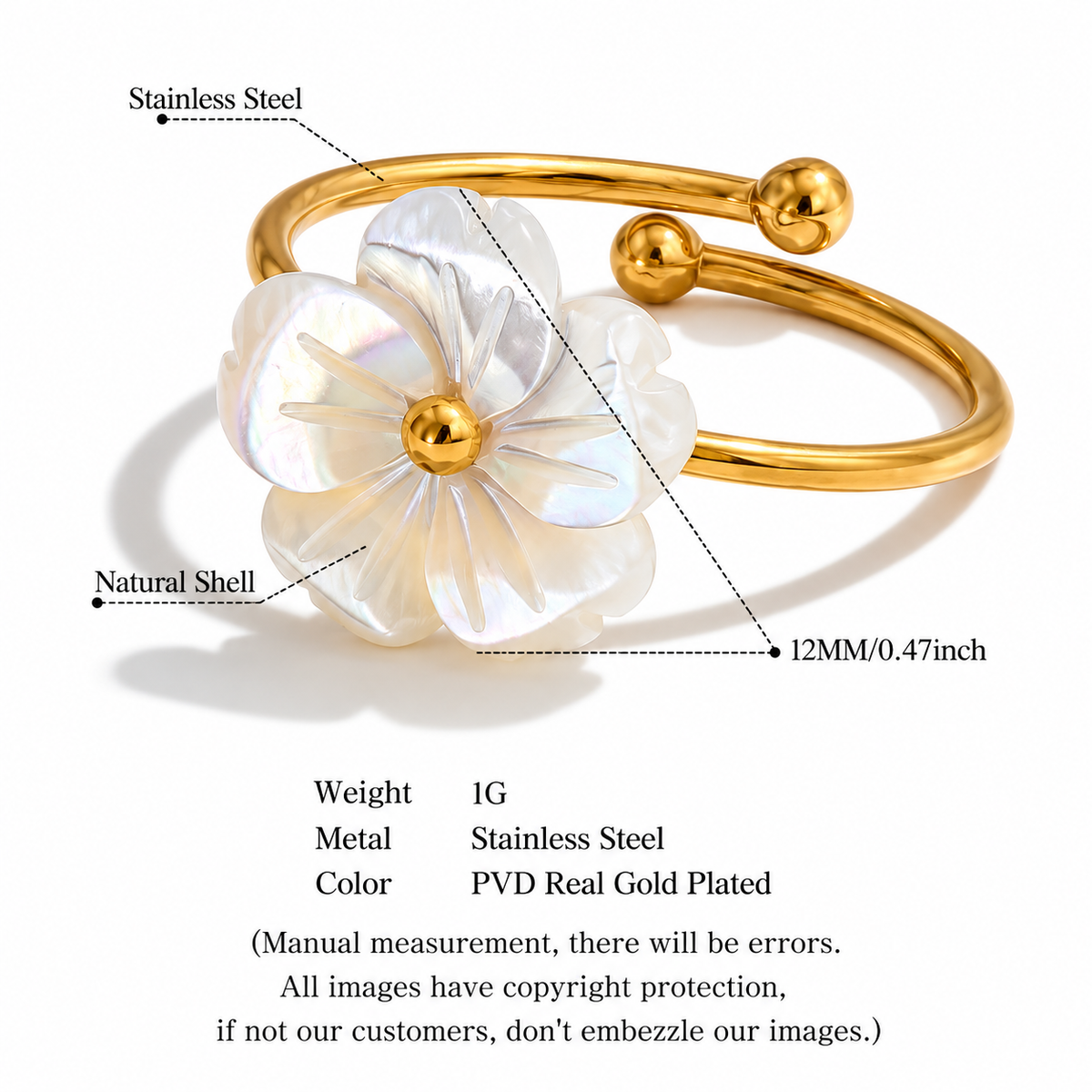 Greta - Pearls Shell Ring
