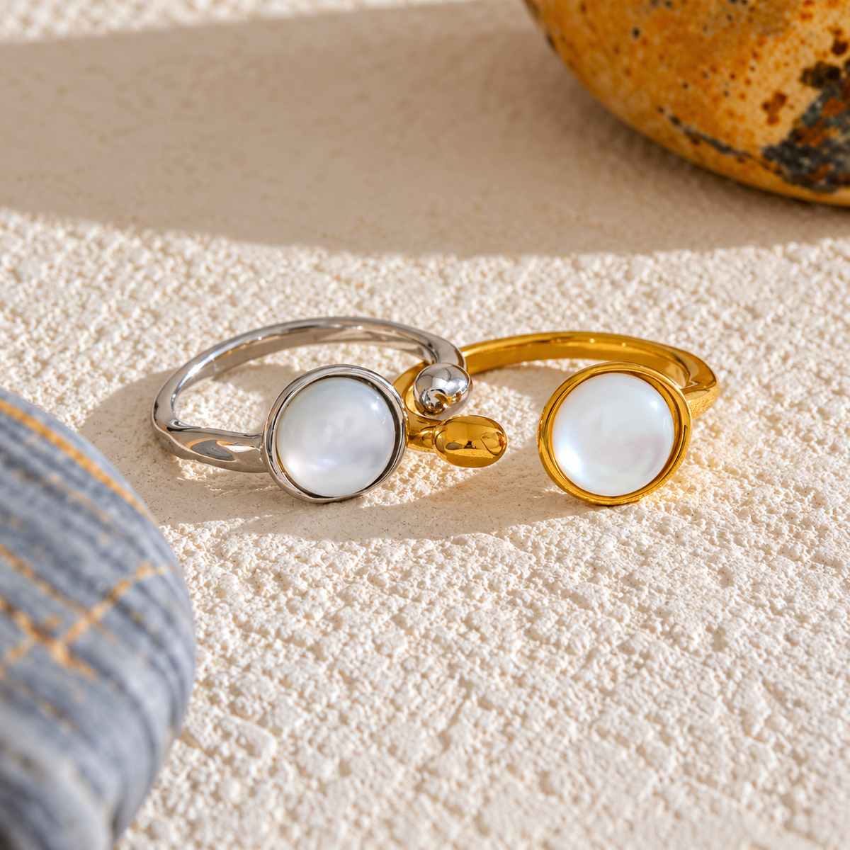 Kinsley - Pearls Shell Ring
